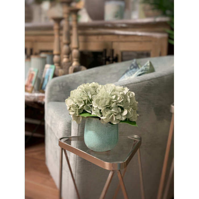 Charlton Home® Faux Blue Hydrangea in Ceramic Vase & Reviews | Wayfair